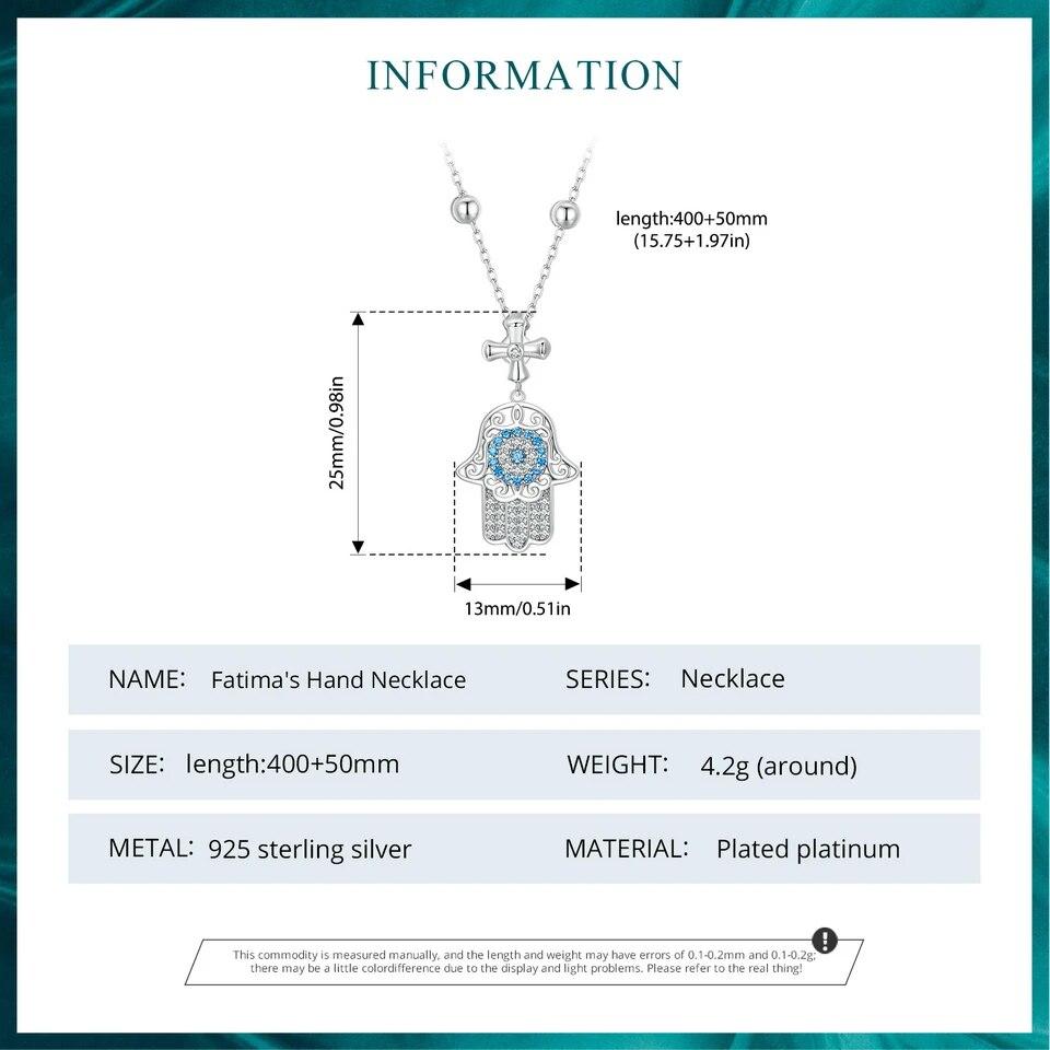 BAMOER 925 Sterling Silber Exquisite Fatimas Hand Halskette Beschützende Hand Halskette Pave Fassung CZ für Frauen Geburtstagsgeschenk
