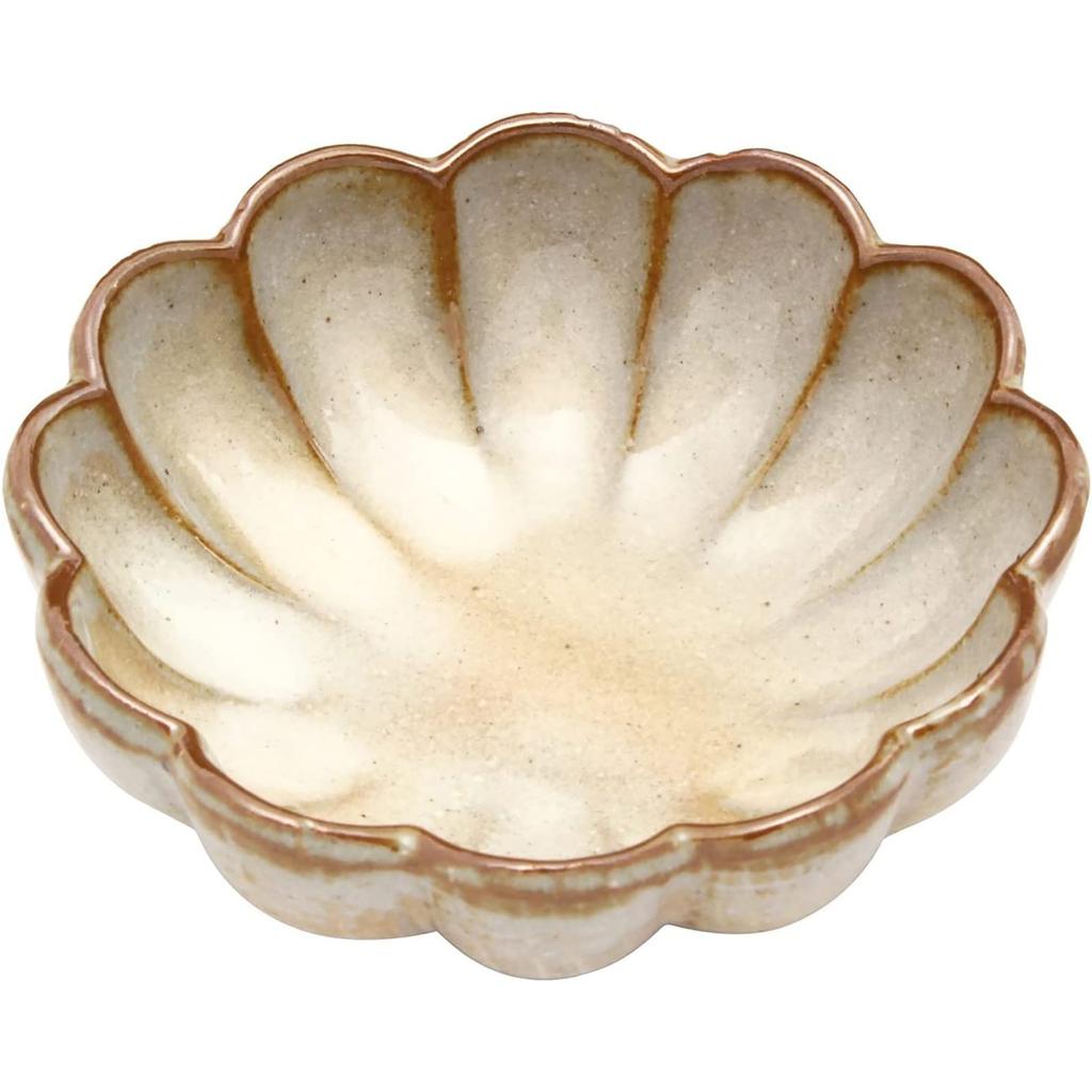 Mino Ware Gohonte Small 11cm Set of Made In Product "Kato Kenji" Chrysanthemum-shaped Three-legged Bowl/Plate, Approx. Diameter, 5, Japan, Code