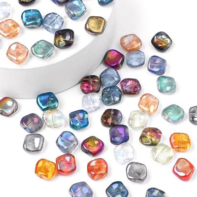 20 adet/torba 12mm Özel Parlak Renkler Kristal Cam Düzensiz Kare Şekli göz alıcı boncuk Kolye Bilezik Küpe DIY Takı Yapımı için