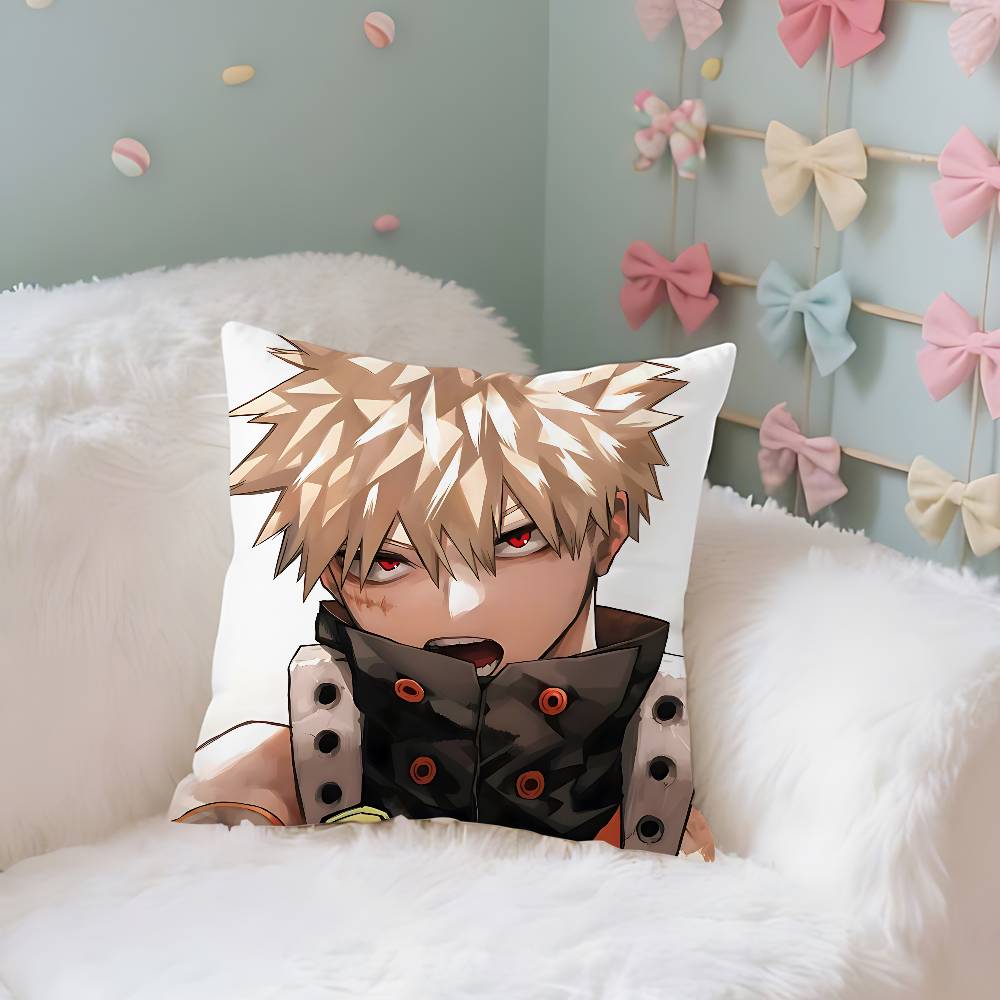 Cute BBakugo KatsukiS Anime Throw Pillow Covers Pattern Cushion Cover Suitable For Sofa Bedroom Car Pillow Cover