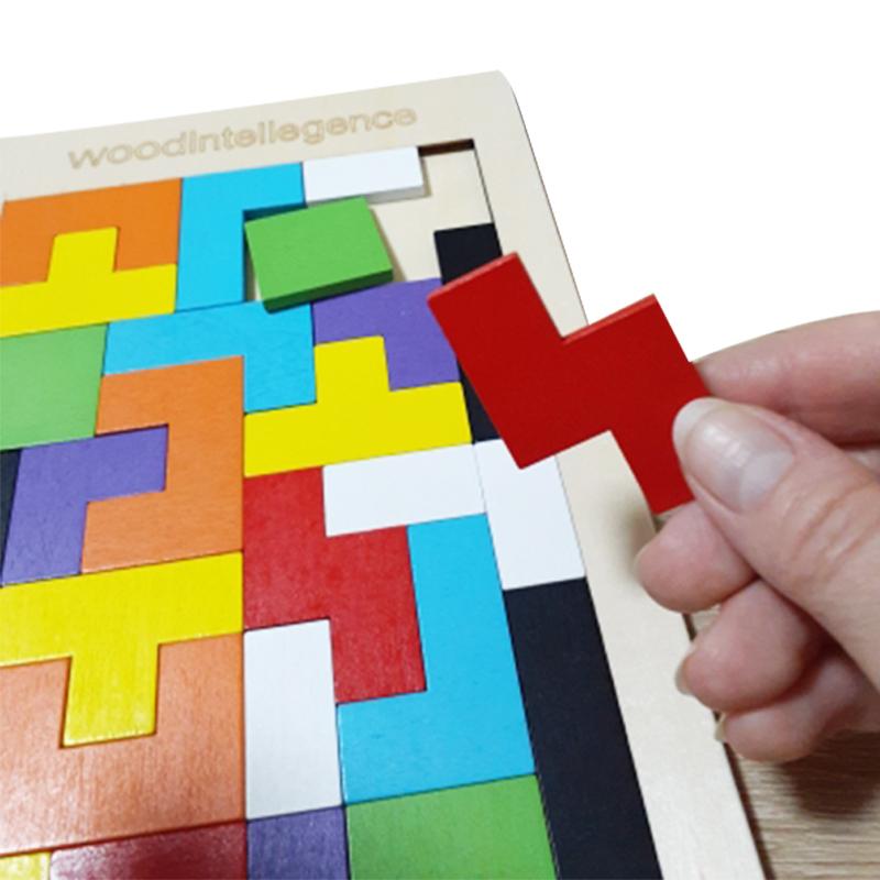 3D-Holzpuzzle-Spielzeug, Farb- und Formerkennung, Denkspiele für Kinder, Holzpuzzle-Spielzeug, Tangram-Spielzeug für Kinder