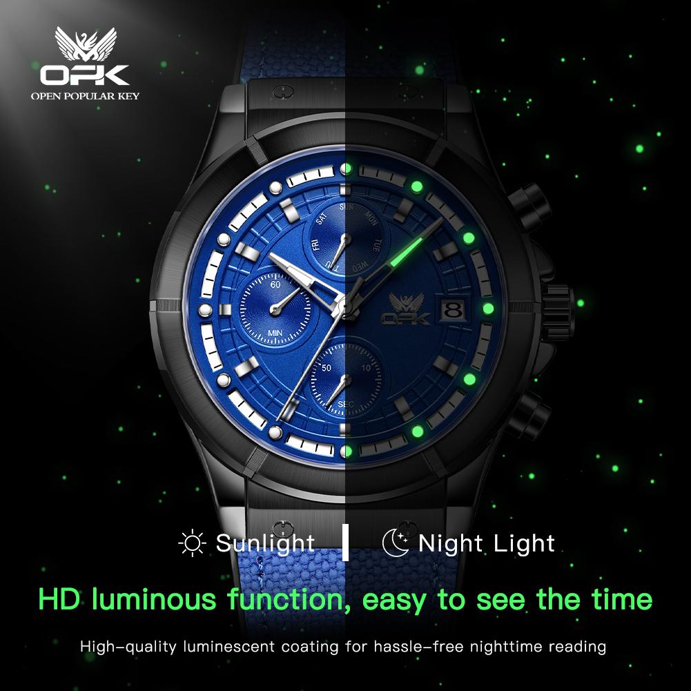 OPK 8193 Fashion Sport Men's Watch Waterproof Chronograph Dual Calendar Luminous Waterproof Quartz Man Wristwatch Original