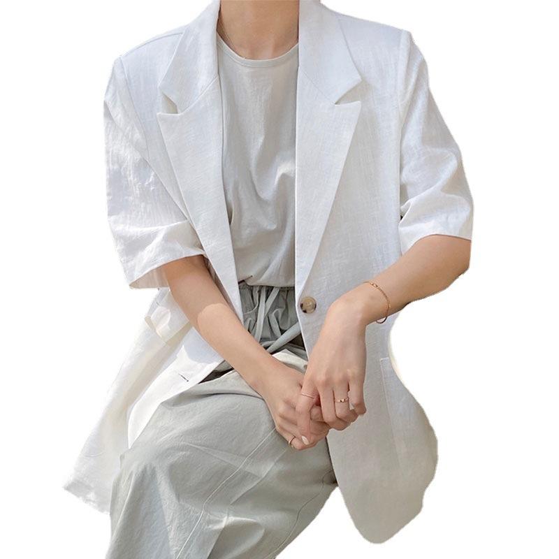 Dámské sako Jednobarevné Volné Jednořadé Kardigan Klopa Tříčtvrteční rukáv OL Business Styl pro dojíždění Kapsy Dámský kostým Kabát Plus Size