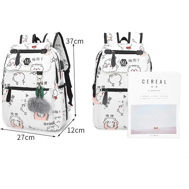 Asge Women's Fashion School Bag Kawaii Printing Backpack Girls Casual Waterproof Backpack School Teenager Daypack