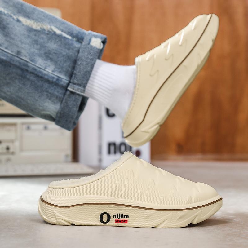 Winter Men's Warm Slippers Cotton Slippers Wrap Heels Outdoor Indoor Warm Shoes Men Home Bedroom Plush Warm Slippers 38-45