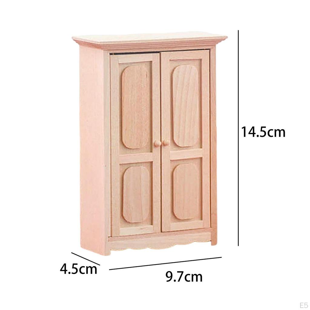 Bedroom Furniture Wardrobe Double Door Closet for 1/12 Dollhouse DIY Projects Child Accessories