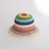 Women's Spring and Summer Korean Style Fashionable Colorful Pure Hand Crocheted Woven Fisherman Hat Vacation Foldable Sun Protection Sunshade Hat