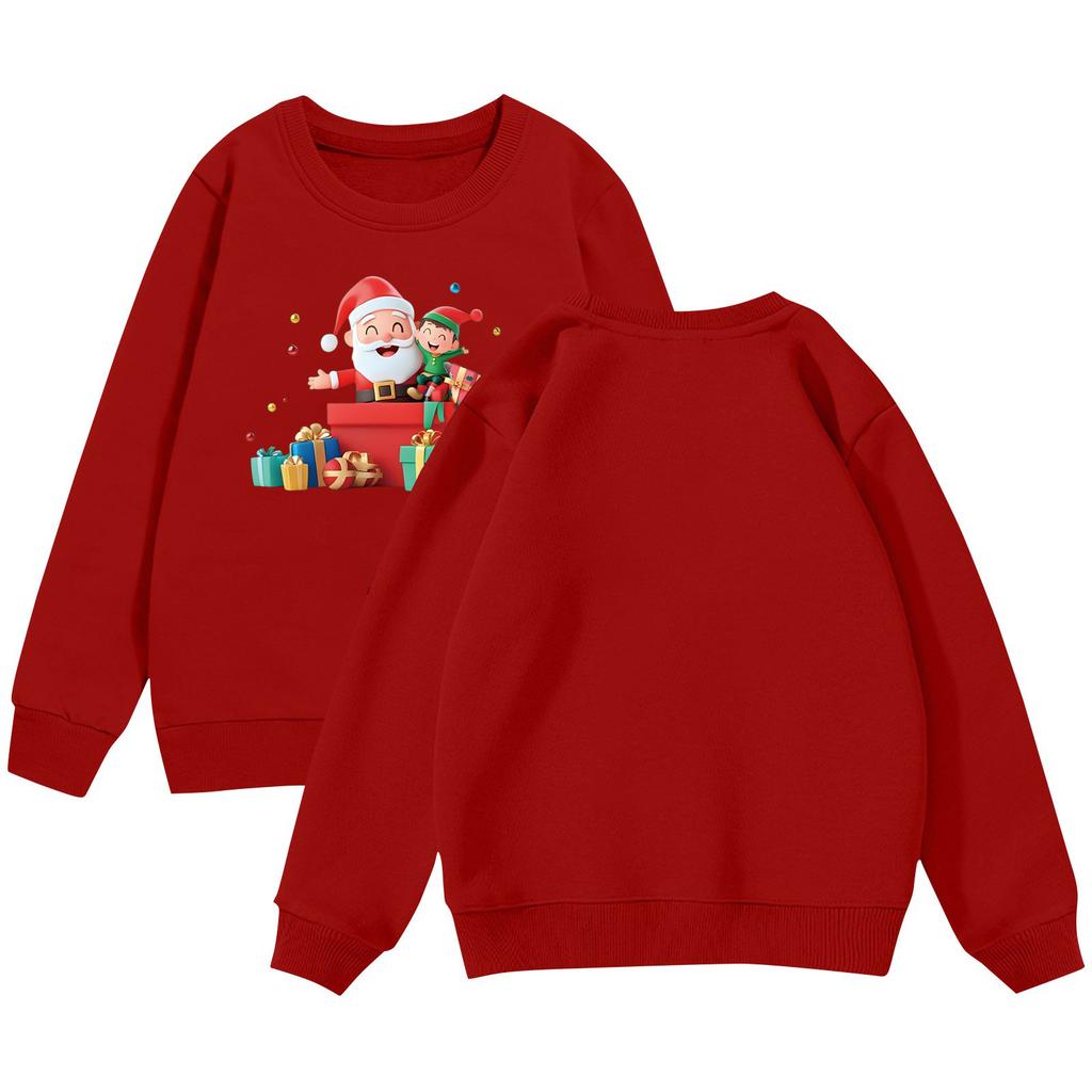 Vánoční den Dívčí pulovry s kulatým výstřihem pro děti Potištěné dětské topy