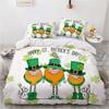 St. Patrick'S Day King Queen Bedding Set Lucky Shamrocks Duvet Cover Irish Clover Celebration Day Party Polyester Quilt Cover