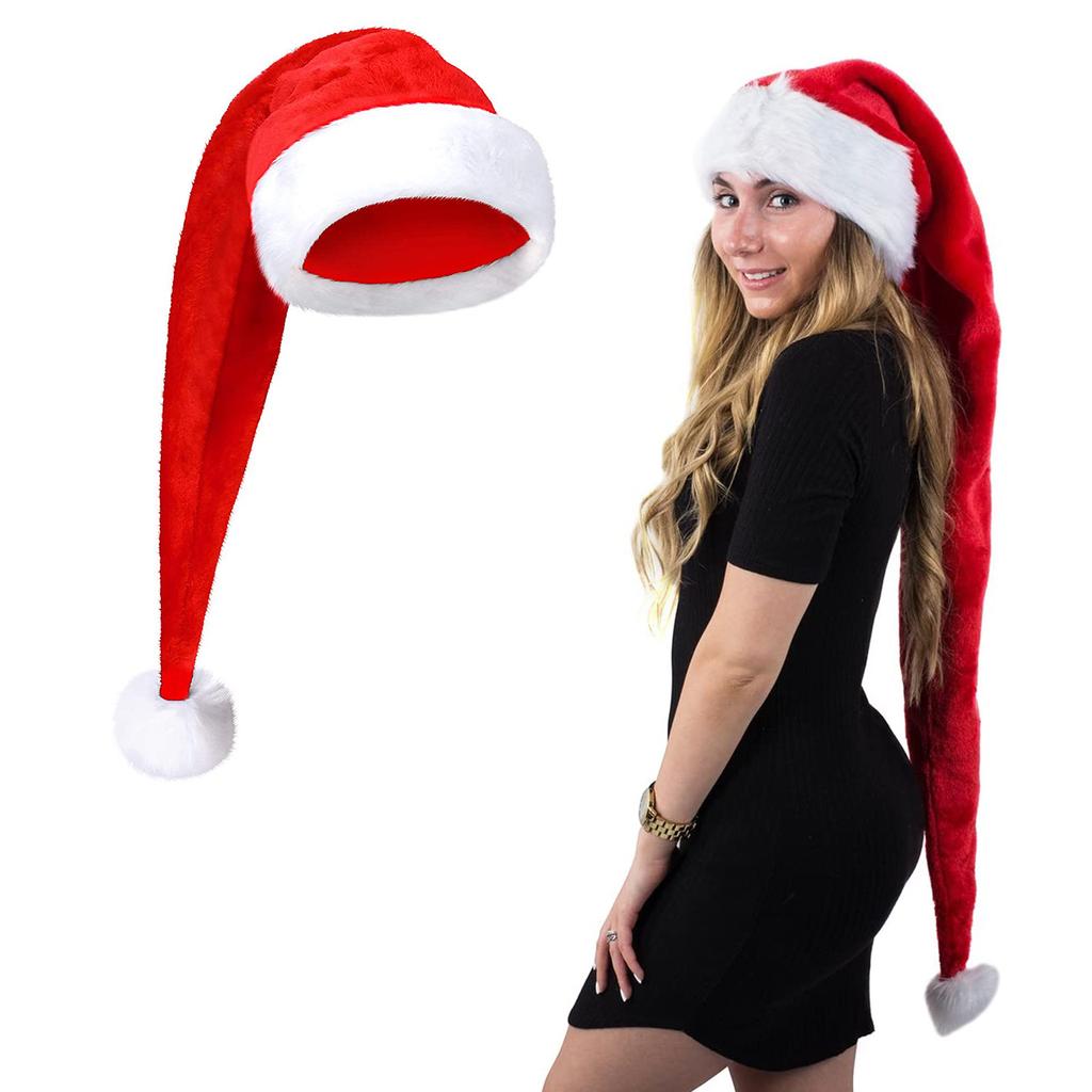 Christmas Party Hat Long Christmas Hat Plush Santa Hat Christmas Party Decor