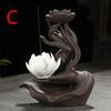 Incense Burner Buddha's Hand Guanyin Lotus Back Incense Burner Ornaments Indoor Incense Burner Purple Sand Antique Sandalwood