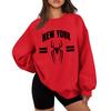 Women's Rugby Print Baseball Sweatshirt Neck No