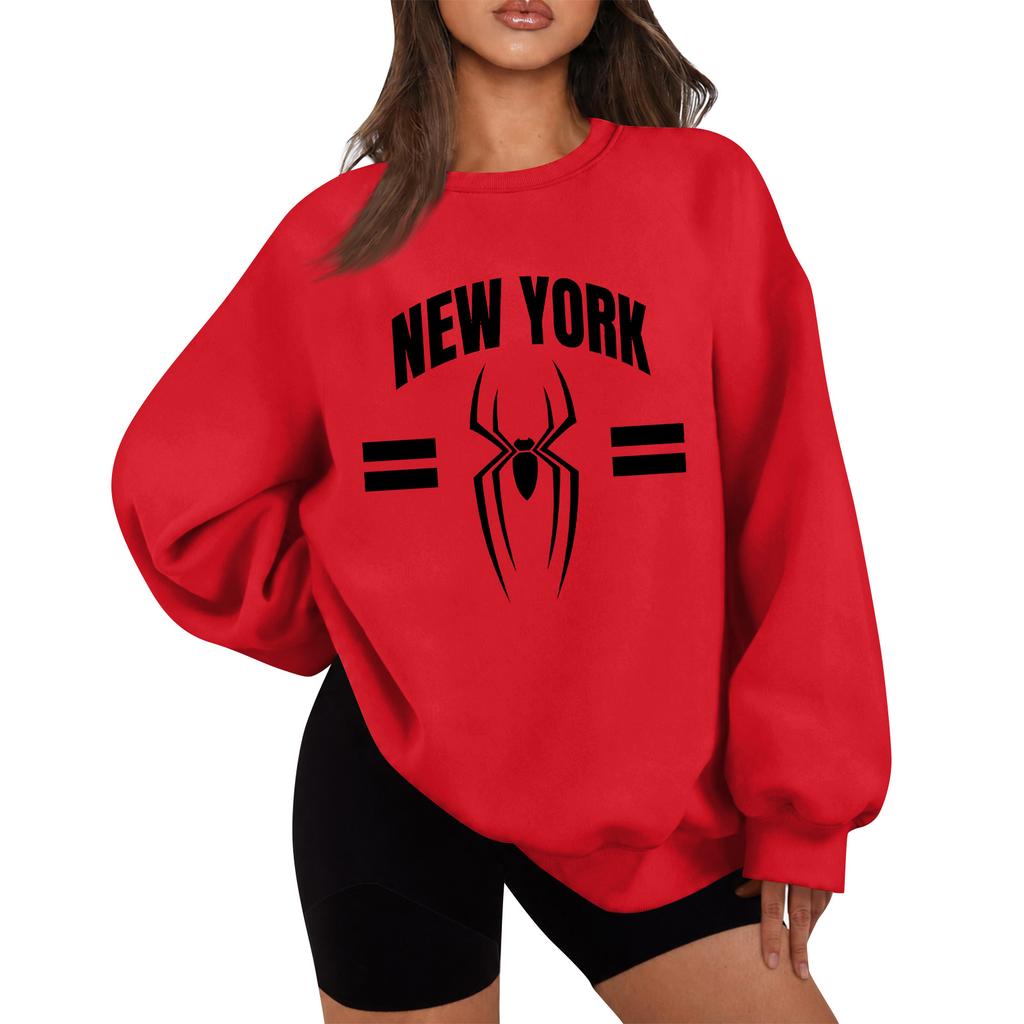 Women's Rugby Print Baseball Sweatshirt Neck No