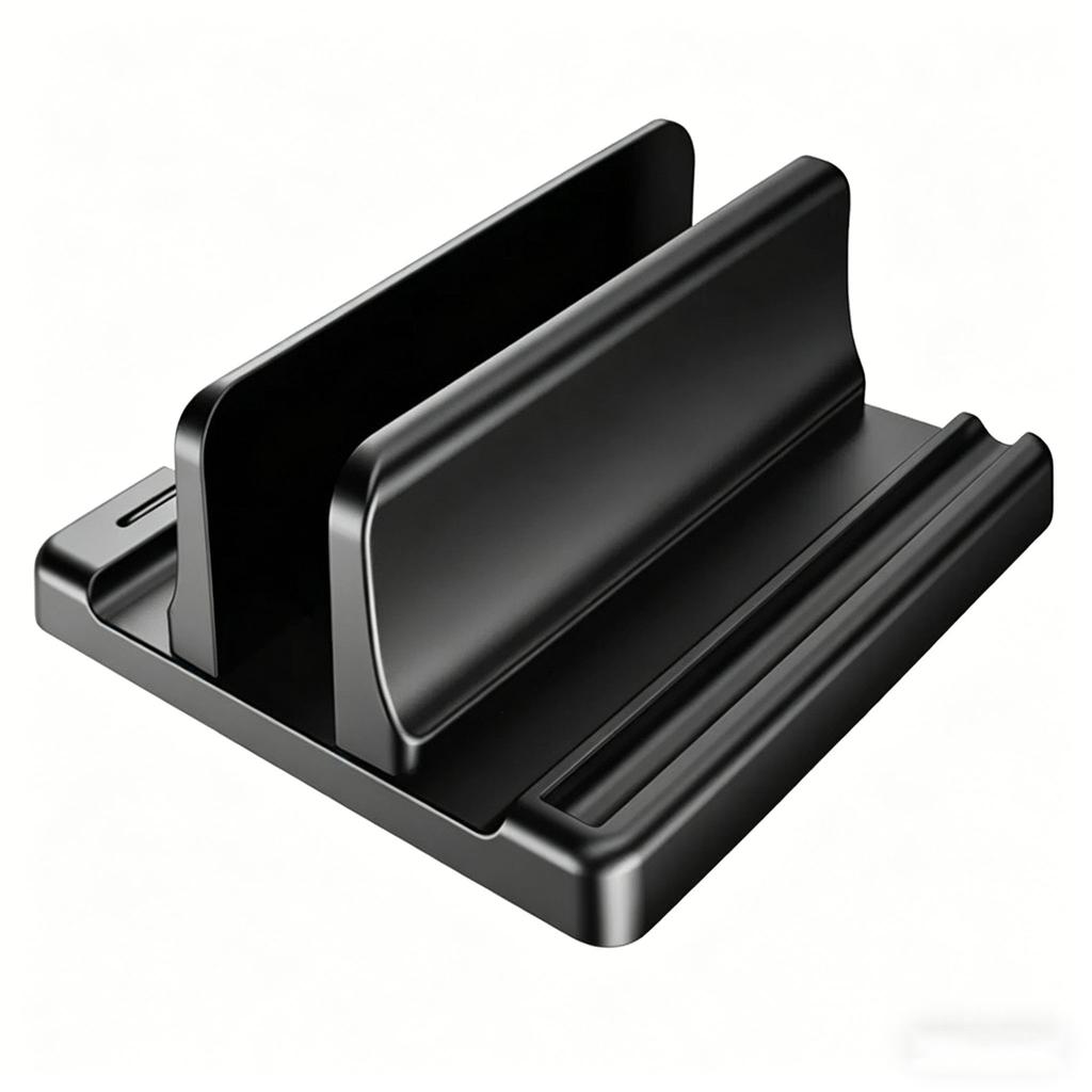 Multifunctional Adjustable Vertical Laptop Stand Dual-Slot Desk Organizer for Tablets Phones Space-Saving Holder for Home Office