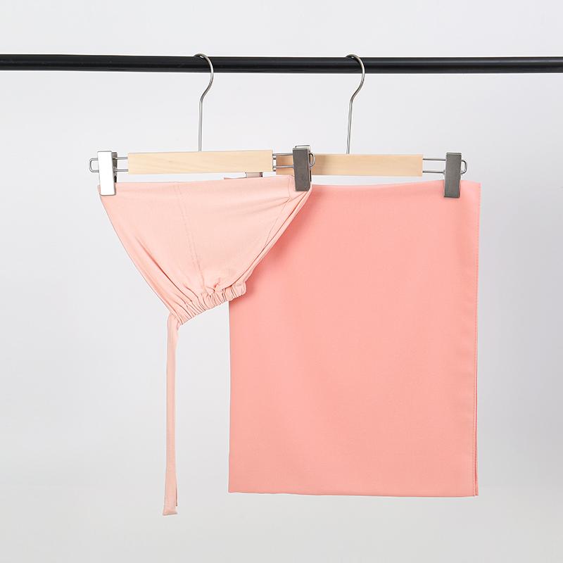 2Pcs Chiffon Hijab With Matching Undercap Set Women Plain Shawl Jersey Inner Modal Caps Muslim Headband Two-Piece Scarf Set