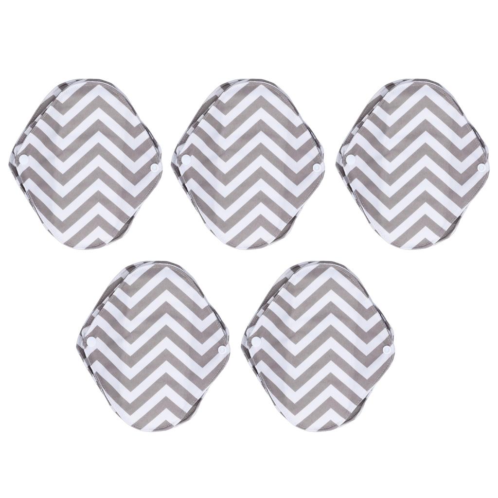 5PCS Reusable Sanitary Pads Bamboo Fiber Water Proof Cloth Menstrual Pad for Women Light Brown White