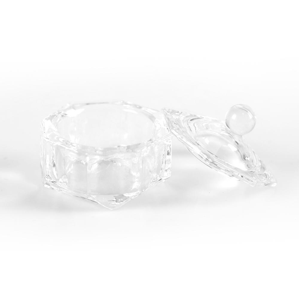 PHOENIXY Crystal Glass Dappen Miska s víčkem Akrylový tekutý prášek Monomer Nail Art Bowl Manikúra