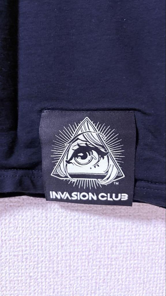 [USED] INVASION CLUB Anime T-shirt, size L, black