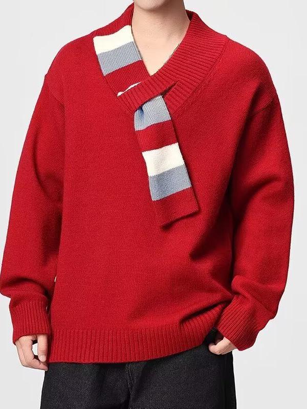 Unisex Designer V-Neck Knit Sweater - Trendy, Cool, and Stylish for Teens and Students