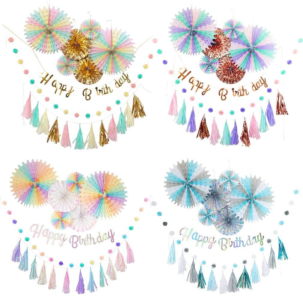 regalo Birthday Decoration Garland Set for Boys and Paper Happy Stylish and Cute Girls, Ornaments, Birthday, (Snow)