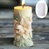 Blooming Flower Bud Relief Cylindrical Candle Silicone Mold Peony Leaf Relief Resin Mould Lily Rose Flower Relief Gypsum Molds