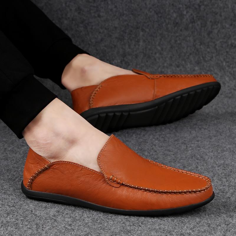 Soft Genuine Leather Shoes Men Comfortable Men Loafers Casual Shoes Men Flats Hot Sale Driving Lightweight Shoes Moccasins Plus