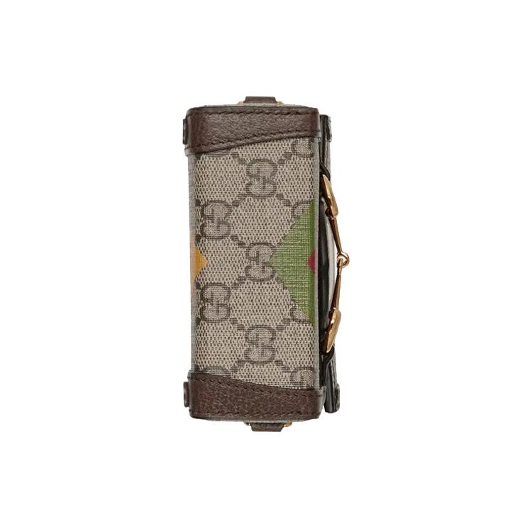 GUCCI Horsebit 1955 Canvas With Leather Cell Phone Pouch, Shoulder Bag, Crossbody Bag Mini Unisex Ebony/Brown