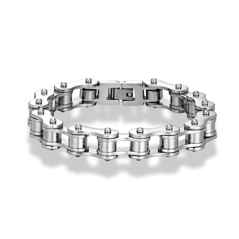 Locomotive Men Punk Rock Bicycle Chain Bracelet 18k Gold Plated Stainless Steel Mountain Bike Chain Accessory Male Gifts