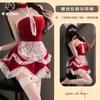 Sex Underwear Ruffle Lace Suspender Dress Velvet Neck Maid Dress Irregular Uniform Suit