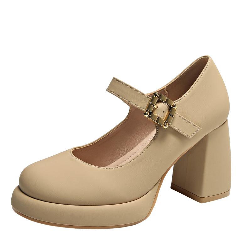 Fashion Comemore High-heeled Women Shoes Large Size Chunky Heel Mary Jane Shoes Temperament Shallow Mouth Spring Autumn Pumps for Women