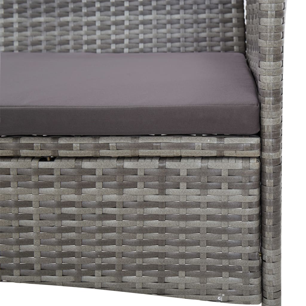 4 Piece Garden Lounge Set with Cushions Poly Rattan Grey