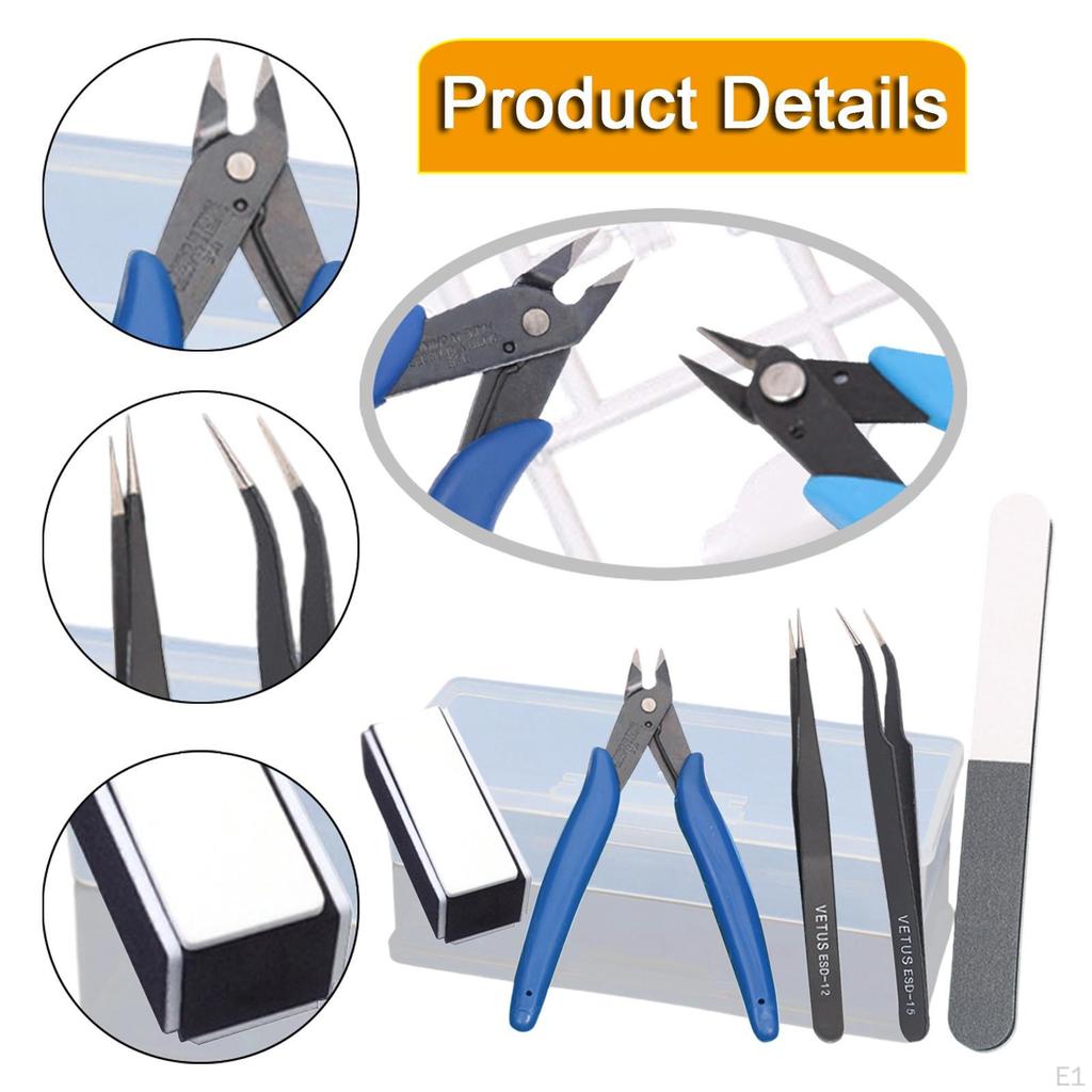 5 Pieces Model Tools Kit Hardware Basic Set for Building Deep Blue Pliers