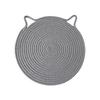 1Pc Cotton Rope Woven Insulation Pad Design Dining Table Tray Mat Insulation Pad Cartoon Cat Ear Shaped Solid Color Dining Table