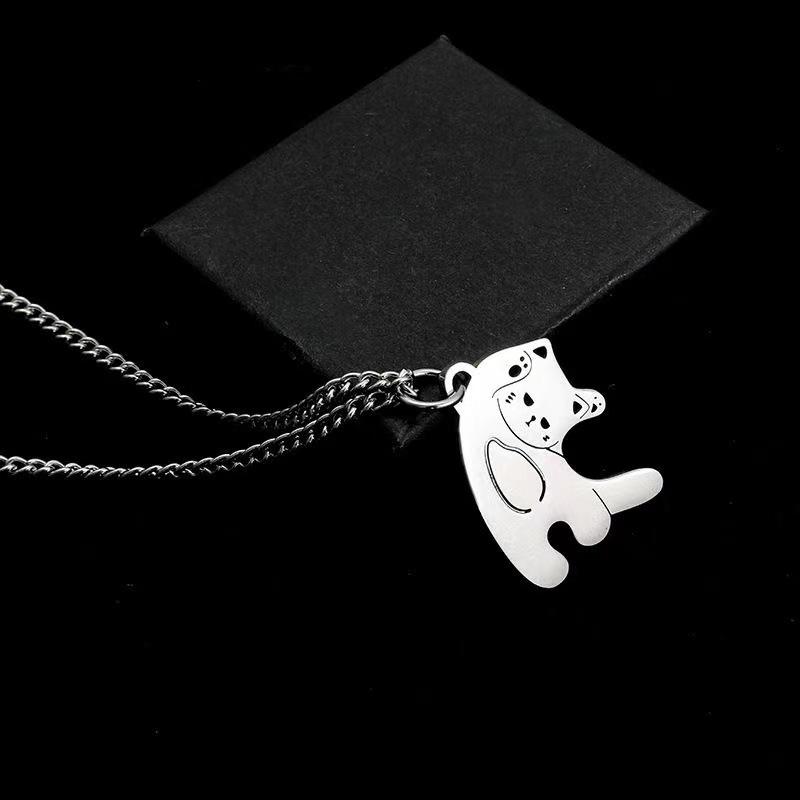 

Ожерелье с милым сердечком и кошкой, креативный мультяшный студенческий кулон из титановой стали, нишевое ожерелье для пары, кулон не теряет цвет