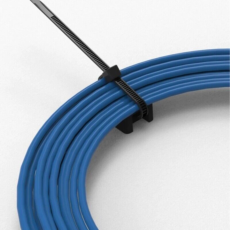 50 peças de abraçadeiras de cabo com fecho de correr, base de montagem, parafuso de fixação, suporte de fio, organizador retardante, preto, 2 tamanhos
