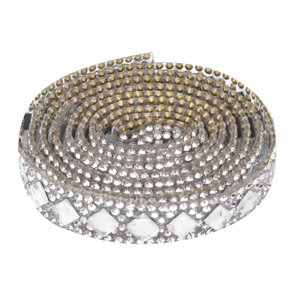 1pcs Hotfix Crystal Glass Diamond Ribbon Sticker Bling Rhinestone Tape Home Décor Projects