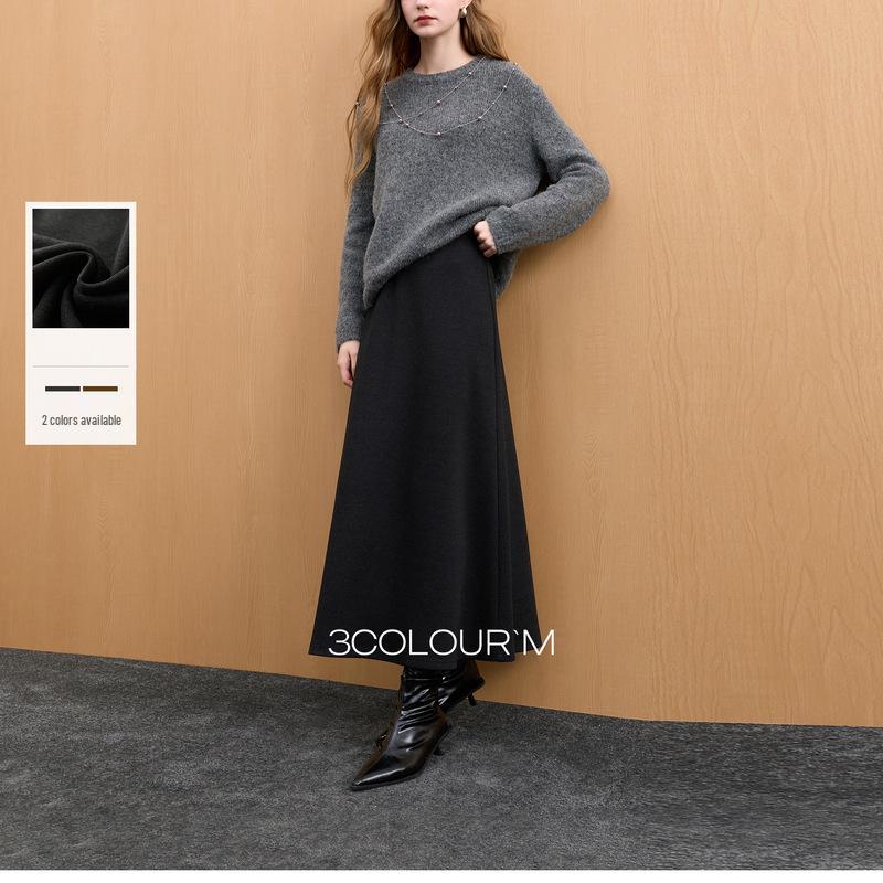 

Acetate Wool A-Line High Waist Knit Skirt - Women s Autumn/Winter 2025 Collection XL глубокий/серый
