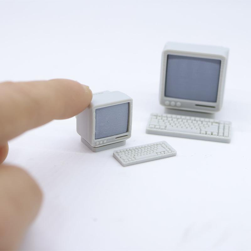 1/3 Sets 1:12/1:18 Dollhouse Mini Retro Desktop Computer Model Toys Miniature Home Scene Ornament Doll House Accessories