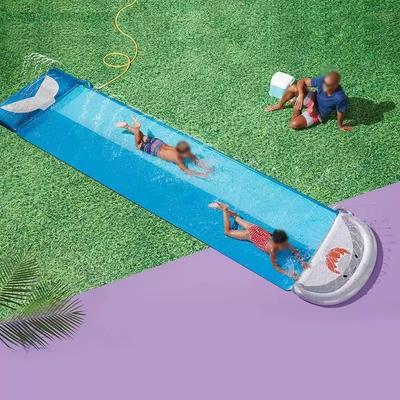 Double Shark Water Slide Toy: Interactive Outdoor Kids' Sprayer Mat for Two