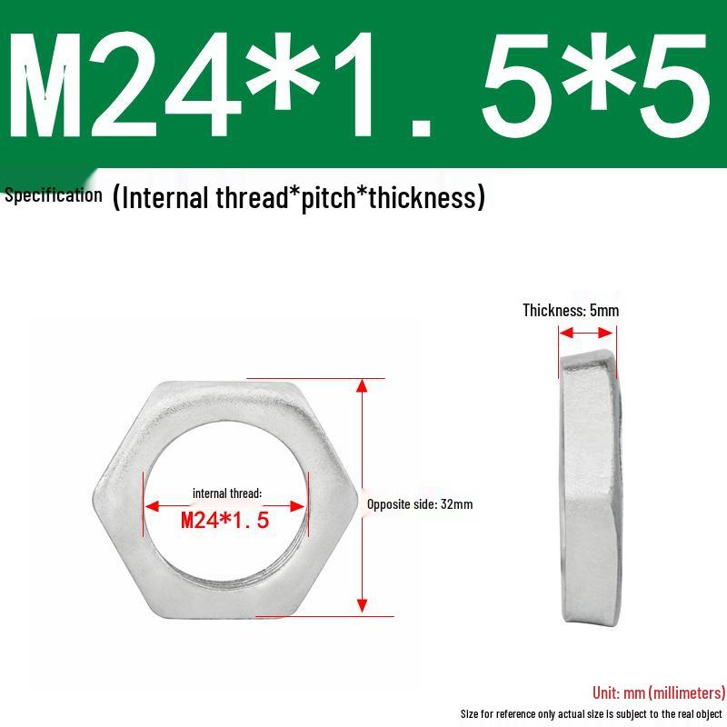 GB808 White Zinc Hex Thin Nut, Fine Thread, Lamp-Type, M6-M30