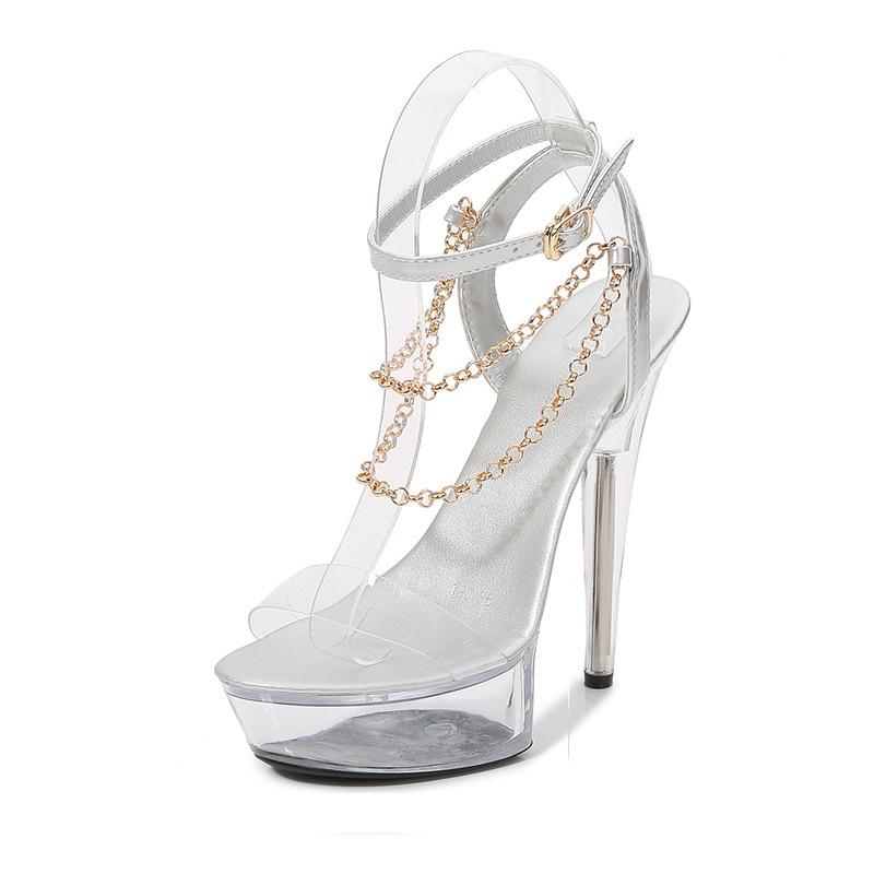Fashion Fashion Women's Sandals Platform Party Pumps Patent Leather15CM Square Heel Summer Buckle Strap Peep Toe Women\'s Heeled Shoes