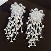 Rhinestone Floral Tassel Earrings Zinc Zinc Alloy Long Ear Drop Summer White Flower Earrings  Holiday