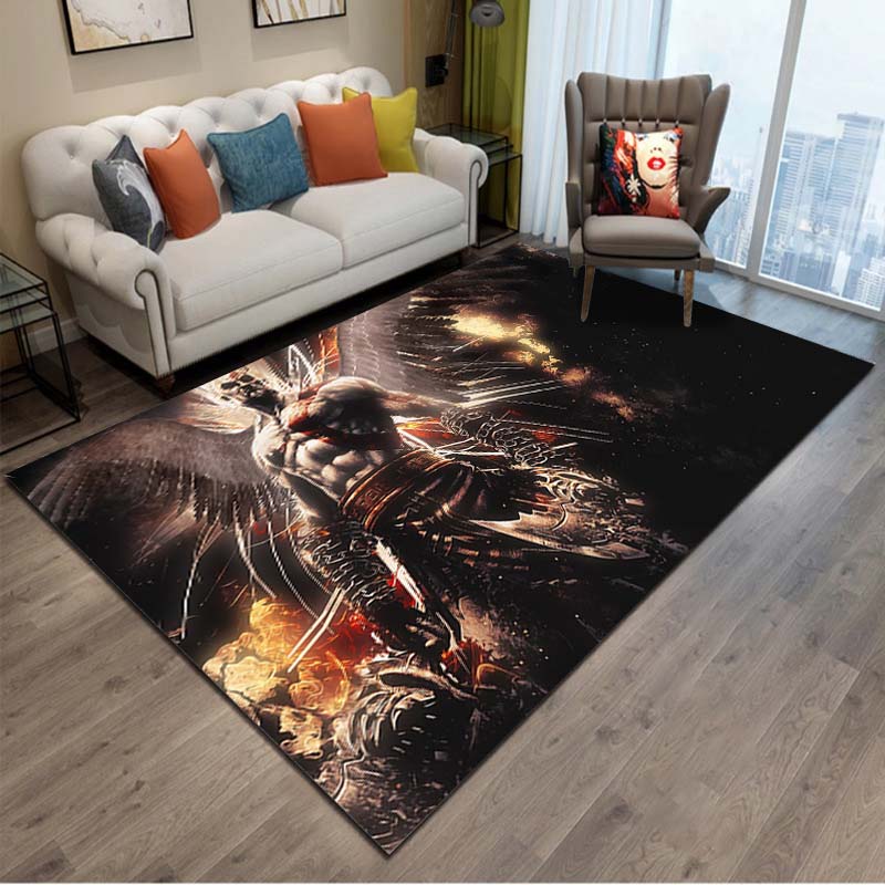 15 Sizes Kratos God-of-War Gamer Area Rug Large,Carpet for Living Room Bedroom Sofa Doormat Decor,Kids Play Non-slip Floor Mat