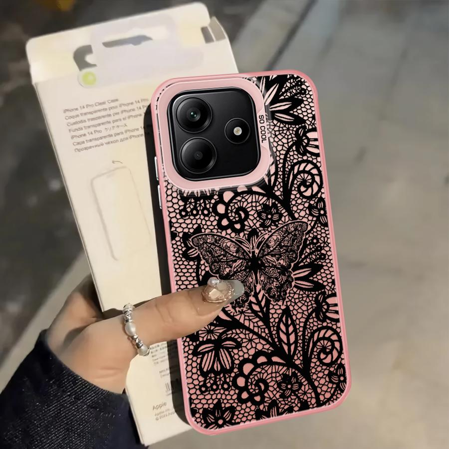 Design Sense Schwarze Spitze Hülle für Xiaomi Redmi Note 9 10 K60 12C A5 10C 13C 9C 9T 14C A1 A2 Plus Rückseite Handyhülle