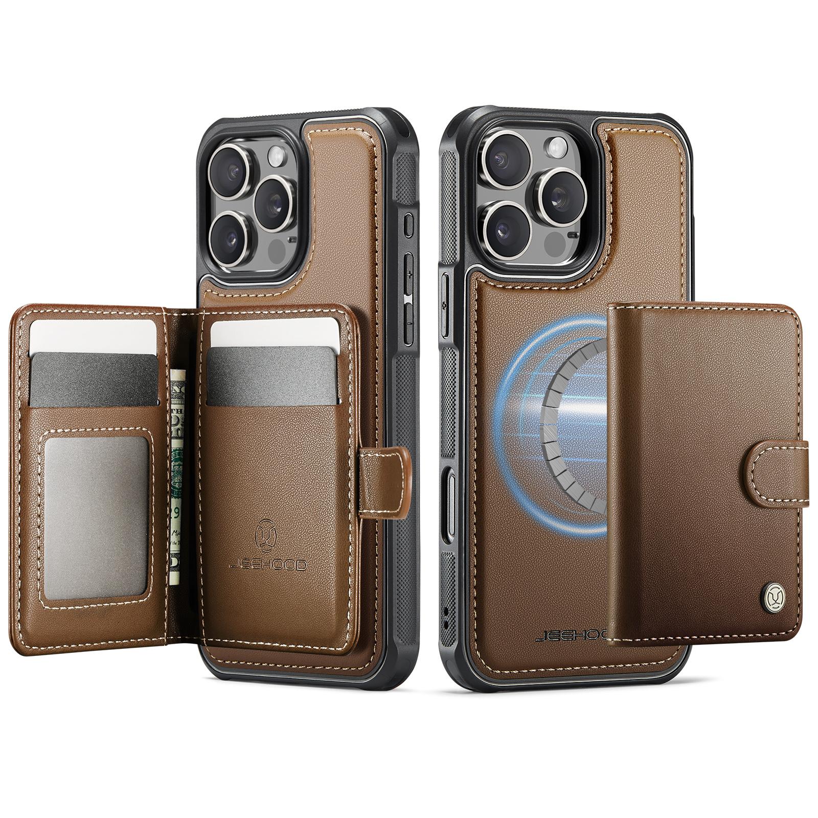 

2 In 1 Magnetic Card Holder Stand Charging Leather Case For iPhone 16 Pro Max 16e 15 14 13 12 11 SE 2022 For Magsafe Bag Wallet iPhone 15 Pro Max коричневий