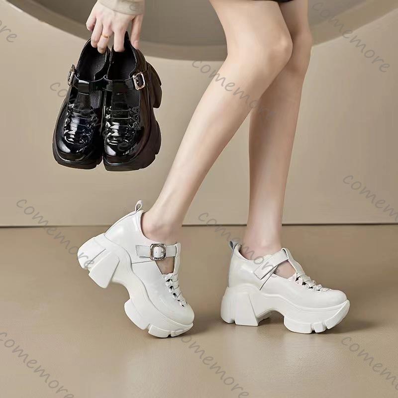 Fashion Comemore Summer New Mary Jane High Heel Sandals Hollowed Out Thick Bottom Beige Black Women's Shoes Fashion Breathable Sandales