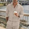 Otoño Nuevo Camisa de Pana para Hombre Manga Larga Botones Color Sólido Cárdigan Top