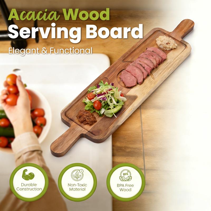 Acacia Wood Rectangular Steak and Pizza Serving Board