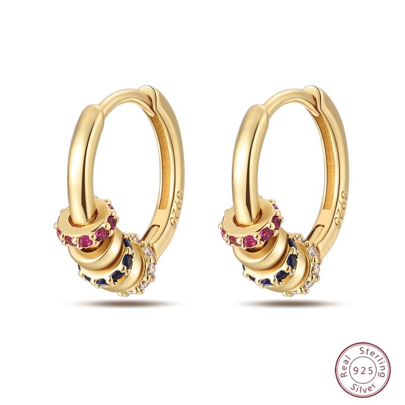 925 Ayar Burgu Halka Küpeler Minimalist Altın Yuvarlak Moda Zirkon Tokalı Düğün Takısı Kadınlar İçin Hediye