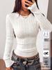 Women's Cable Knit Sweater, Long Sleeve Slim Fit Pullover with V Neck or Crew Neck Options